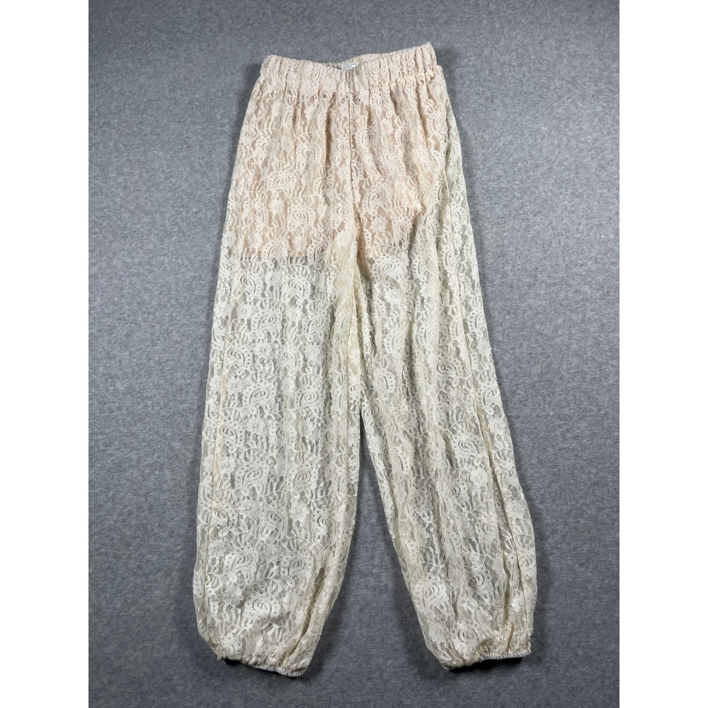 Lace Bloomer Jogger Pants Women S Cream Floral Boho Chic Hippie Festival Fairy